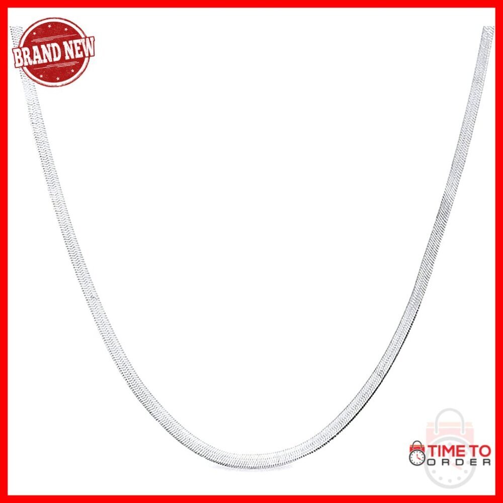 Sterling Silver Herringbone Chain Necklace 16" Lobster Clasp